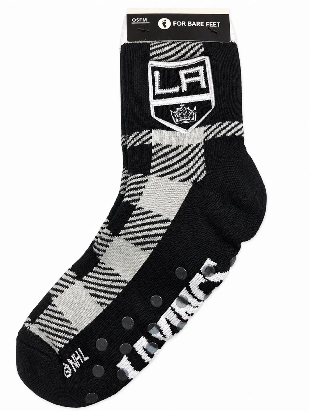 For Bare Feet Black & Gray LA Gripper Crew Socks - Picture 1 of 3